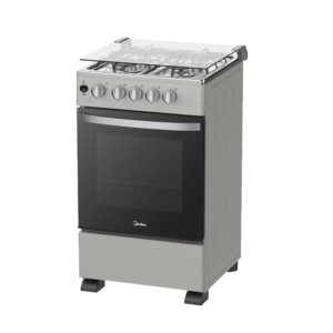 Midea 50×50 4 Burner Gas Cooker w/ Grill| Glass Lid, Silver Mirror Finish [SP5055T082-SGH]