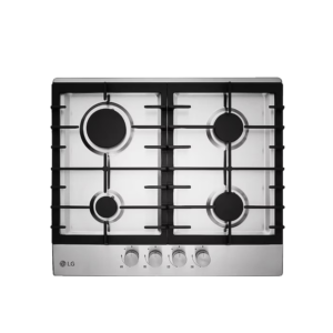 LG 60cm 4 Burner Stainless Steel Gas Hob| Auto Ignition Feature, Front Control Panel, Gas Burner Extinction Detector, Heavy Duty Grates, Stylish Design [HU641BBG]