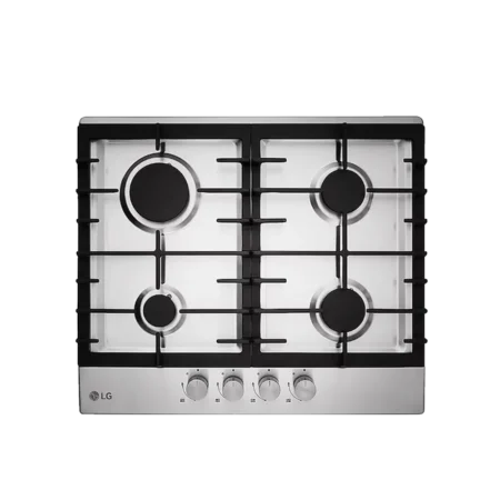 LG 60cm 4 Burner Stainless Steel Gas Hob| Auto Ignition Feature, Front Control Panel, Gas Burner Extinction Detector, Heavy Duty Grates, Stylish Design [HU641BBG]
