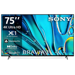 Sony 75" Bravia 3 Class LED 4K HDR Google TV (2024) | Android TV™, Voice Remote Control, Dolby Audio, Dolby Atmos, Works with Apple AirPlay/Apple HomeKit [K-75S30]