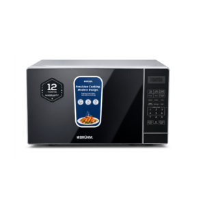 Bruhm 20L Digital Solo Microwave Oven w/ Full Glass Finish| 700W, 11 Power Levels, Child Lock, LED Display, Silver, Cooking Modes for Popcorn, Potato, Beverage, Pizza, Frozen Vegetable, Dinner Plate [BME-20MSM]
