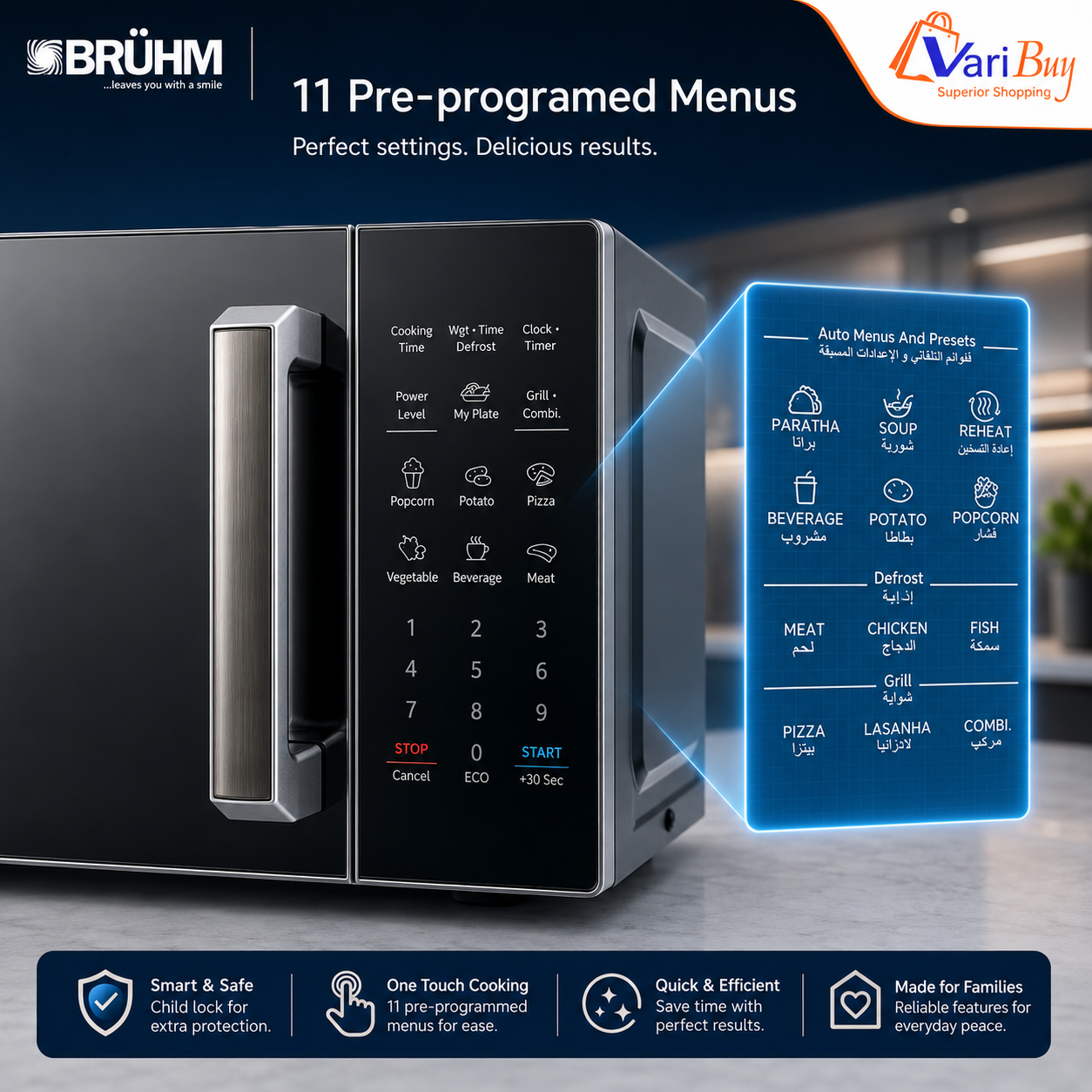 BME-30GSM-GRILL-MICROWAVE-OVEN–PREPROGRAMMED MENUS BME-30GSM-GRILL-MICROWAVE-OVEN–PREPROGRAMMED MENUS
