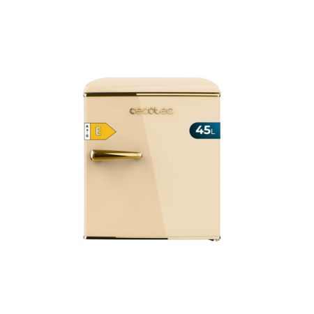 Cecotec 45L Spanish Retro-designed Bedside Refrigerator w/ Chrome Handle & Built-In Icebox| Beige Colour [Bolero CoolMarket TT Origin 45 Beige E]