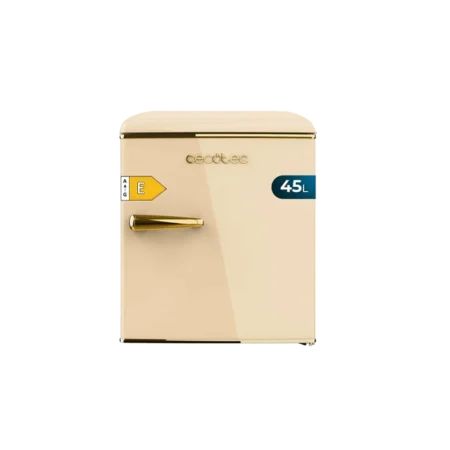 Cecotec 45L Spanish Retro-designed Bedside Refrigerator w/ Chrome Handle & Built-In Icebox| Beige Colour [Bolero CoolMarket TT Origin 45 Beige E]