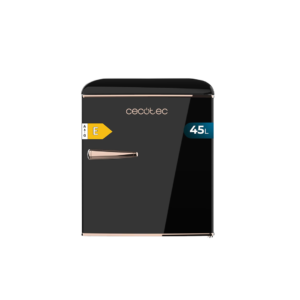 Cecotec 45L Spanish Retro-designed Bedside Refrigerator w/ Chrome Handle & Built-In Icebox| Black Finish [Bolero CoolMarket TT Origin 45 Black E]