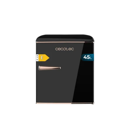 Cecotec 45L Spanish Retro-designed Bedside Refrigerator w/ Chrome Handle & Built-In Icebox| Black Finish [Bolero CoolMarket TT Origin 45 Black E]