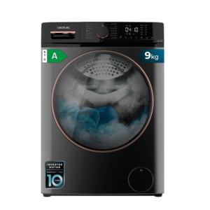 Cecotec 9kg Spanish Front Load Washing Machine| 1400 rpm, Motor Inverter Plus, 15 Programs, OnSmart, Fuzzy Logic, Smooth Wash, Stop&Go, Antibacterial Rubber, Drum Clean [Bolero DressCode 9610 Inverter Steel A]