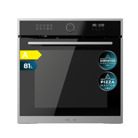 Cecotec Spanish 60cm Bolero Hexa AF316000 Edge A Built-in Multifunction Electric Oven w/ Airfryer Master | 81L Oven Capacity, 11 Functions, Pizza Master, Steam Assist, Steam EasyClean, 3D Cooking, Convection, Defrost [ Bolero Hexa AF316000 Edge A]