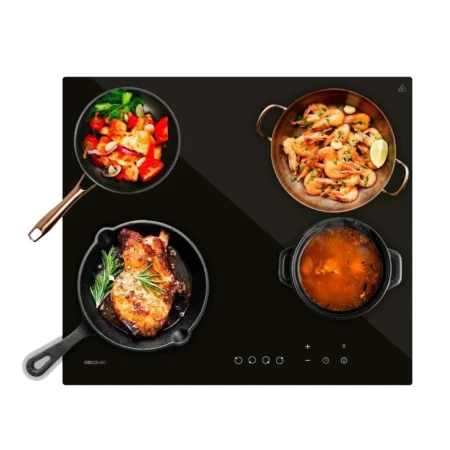 Cecotec 60cm 4 Burner Glass Ceramic Hob| 9 Power Levels, 6000W Maximum Power, Touch Control, Programmable, Residual Heat Indicator [Bolero Squad V 4001]