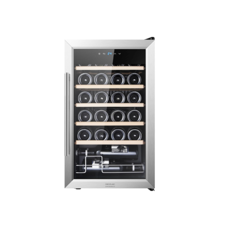 Cecotec 24-Bottle Wine Cooler| 63L Capacity, Inox, Compressor, Temperature Adjustable 5-18 °C, Touch Panel [Bolero GrandSommelier 2450 Inox]