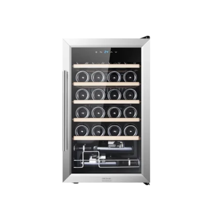 Cecotec Spanish 24-Bottle Wine Cooler| 63L Capacity, Inox, Compressor, Temperature Adjustable 5-18 °C, Touch Panel [Bolero GrandSommelier 2450 Inox]