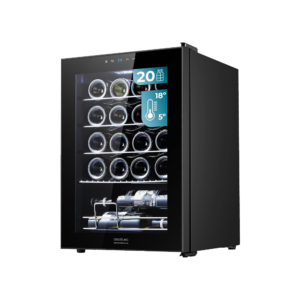 Cecotec 20-Bottle Wine Cooler| 53L Capacity, Black, Compressor, Temperature Adjustable 5-18 °C, Touch Panel [Bolero GrandSommelier 2050]