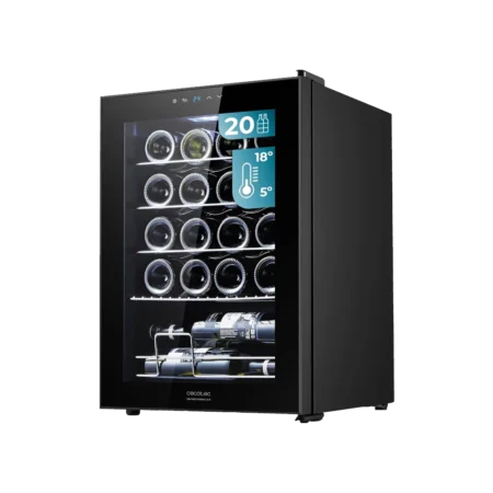 Cecotec 20-Bottle Wine Cooler| 53L Capacity, Black, Compressor, Temperature Adjustable 5-18 °C, Touch Panel [Bolero GrandSommelier 2050]
