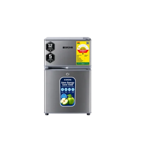 Bruhm 80L Double Door Table Top Refrigerator | Mini Fridge with Freezer, Adjustable Temperature & Removable Glass Shelves, Mini Fridge for Dorm, Fast & Even Cooling, Super Freeze Technology [BFD-080MD]