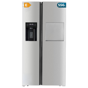 Cecotec 556L Spanish American-style Frost Free Stainless Steel Side by Side Inverter Refrigerator w/ Automatic Water & Ice Dispenser| Water Filter, HomeBar, Screen on the Door, Cool Matrix, Multi AirFlow, Total NoFrost, Inverter Plus Compressor, LED Lighting, Fast Freezing, Fast Cooling, 90º Door Opening [Bolero CoolMarket SBS 556 WID Inox E]