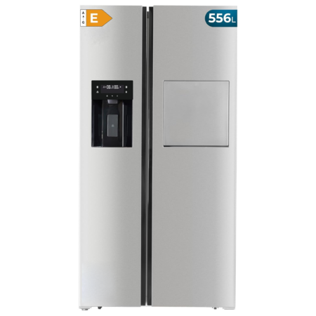 Cecotec 556L Spanish American-style Frost Free Stainless Steel Side by Side Inverter Refrigerator w/ Automatic Water & Ice Dispenser| Water Filter, HomeBar, Screen on the Door, Cool Matrix, Multi AirFlow, Total NoFrost, Inverter Plus Compressor, LED Lighting, Fast Freezing, Fast Cooling, 90º Door Opening [Bolero CoolMarket SBS 556 WID Inox E]