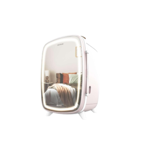 Cecotec 6L Rose Mini Cosmetic Fridge w/ Mirror Door Exterior| LED Light with 3 Intensities, Cooling up to 10ºC [CoolingBeauty 6000 Mirror Rose]