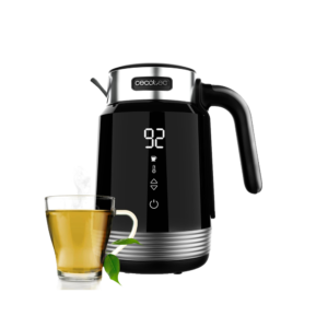 Cecotec 1.7L 2200W ThermoSense 600 Touch Electric Kettle | BPA-Free, High-Quality Stainless Steel and Plastic, LED Light , Black [ThermoSense 600 Touch Black]