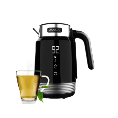 Cecotec 1.7L 2200W ThermoSense 600 Touch Electric Kettle | BPA-Free, High-Quality Stainless Steel and Plastic, LED Light , Black [ThermoSense 600 Touch Black]