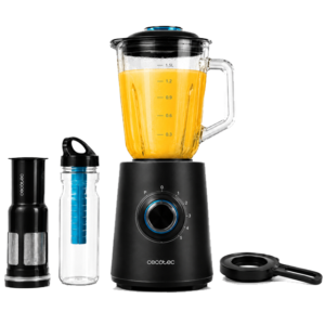 Cecotec Spanish 2300W Powerful 5-Speed Blender w/ 1.5L Thermo-resistant Fused-Glass Jug| Impact-resistant Durable ABS Construction, Six Black Titanium-Coated Blades, Turbo & Ice-Crushing Function [Power Black Titanium 2300Max Mix Go]