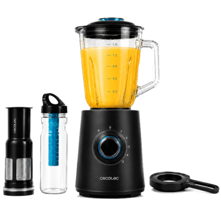 Cecotec Spanish 2300W Powerful 5-Speed Blender w/ 1.5L Thermo-resistant Fused-Glass Jug| Impact-resistant Durable ABS Construction, Six Black Titanium-Coated Blades, Turbo & Ice-Crushing Function [Power Black Titanium 2300Max Mix Go]