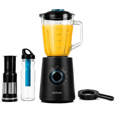 Cecotec Spanish 2300W Powerful 5-Speed Blender w/ 1.5L Thermo-resistant Fused-Glass Jug| Impact-resistant Durable ABS Construction, Six Black Titanium-Coated Blades, Turbo & Ice-Crushing Function [Power Black Titanium 2300Max Mix Go]