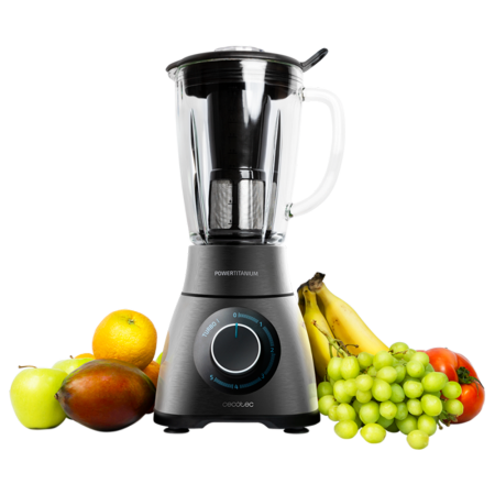 Cecotec 1500W Powerful 5-Speed Blender w/ 1.8L Thermo-resistant Fused-Glass Jug| Impact-resistant Durable ABS Construction, Eight Black Titanium-Coated Blades, Turbo & Ice-Crushing Function [Power Black Titanium 2500MAX PerfectMix]