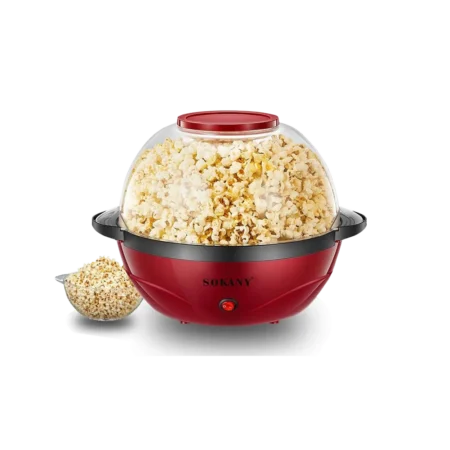 Sokany 850W Automatic Hot Oil Popcorn Popper| 3.6L Popcorn Popper maker, Nonstick Plate, Cool Touch Handles, Dishwasher Safe, Great for Home Party Kids, Red [SK-905]