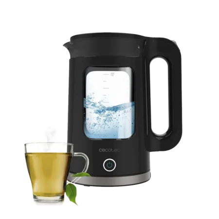 Cecotec 1.7L 2200W Thermosense 330 Glassy Kettle | High-Quality Borosilicate Glass Body, Anti-Limescale Filter, 360° Base [Thermosense 330 Glassy]