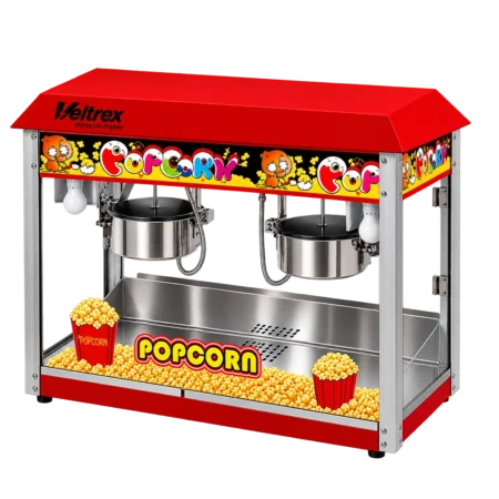 Veltrex 2.8kW Double Pot Commercial Heavy Duty Electric Popcorn Machine| Stainless Steel Popcorn Machine, Commercial and Home
