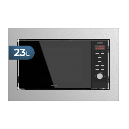 Cecotec 60cm 23L GrandHeat 2350 Digital Built-in Microwave w/ Grill| SteelBlack, 900 W, 9 Pre-configured Functions, QuickStart, Timer, Black [GrandHeat 2350 Built-in SteelBlack]