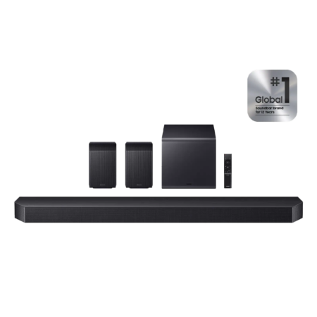 Samsung 756W True 11.1.4 Ch Full Surround Q-Series Soundbar w/ Wireless Subwoofer & Rear Speakers (2026)| Wireless Dolby Atmos, Q-Symphony, SpaceFit Sound Pro, Adaptive Sound, Alexa Built-in Works with Google [Q990H]