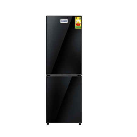 Nasco 196L Bottom Mount Freezer Refrigerator in Black Glass [NASD2-24FL-B-MIRROR]