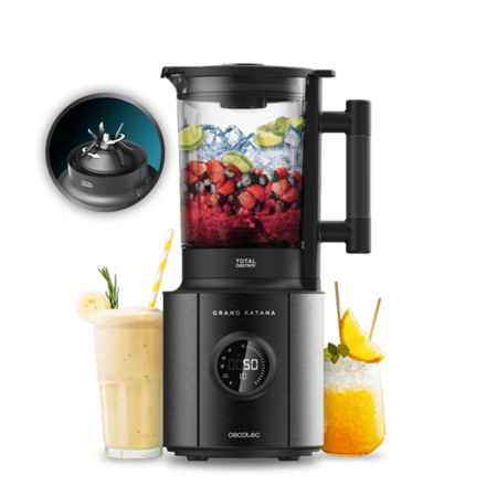 Cecotec 2700W 10-Speed Grand Katana 2700MAX Total Destroy Screen B Blender w/ Digital Display & 1.8L Cast Glass Container| TotalDestroy Counter-rotating Technology, 8-blade Design with Black Titanium Coating, 1.8L Heat-resistant Glass Bowl, 5 Preset Blending Modes [Grand Katana 2700MAX Total Destroy Screen B]