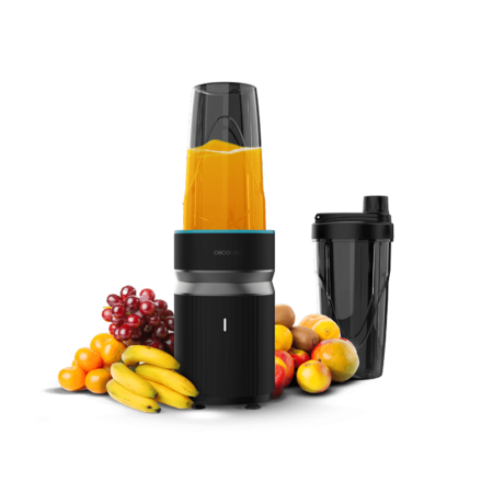 Cecotec 1000W PowerTitanium 1000 Push2Go Duo Blender| 6-blade Stainless Steel Blade, Two 700ml Cups, Chops, Blends, and Liquefies [PowerTitanium 1000 Push2Go Duo]