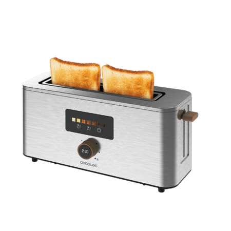 Cecotec 1000W 2-Slice Touch&Toast Extra Vertical Steel Toaster w/ Long Slot & Touchscreen| 7 Toasting Levels, Stainless Steel Finishes, Automatic Shut-off & Pop-up Mechanism, Perfect & Uniform Results [Touch&Toast Extra]