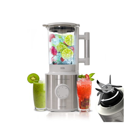 Cecotec 1800W 5-Speed Grand Katana 2700MAX Total Destroy W Blender w/ Turbo Function & 1.8L Cast Glass Container| TotalDestroy Counter-rotating Technology, 8-blade Design with Black Titanium Coating, 1.8L Heat-resistant Glass Bowl [Grand Katana 2700MAX Total Destroy W]