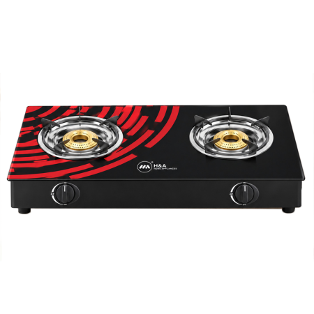 H&A 2 Burner Tempest Glass Automatic Gas Stove| 3D Glass [H&A-GG8112]