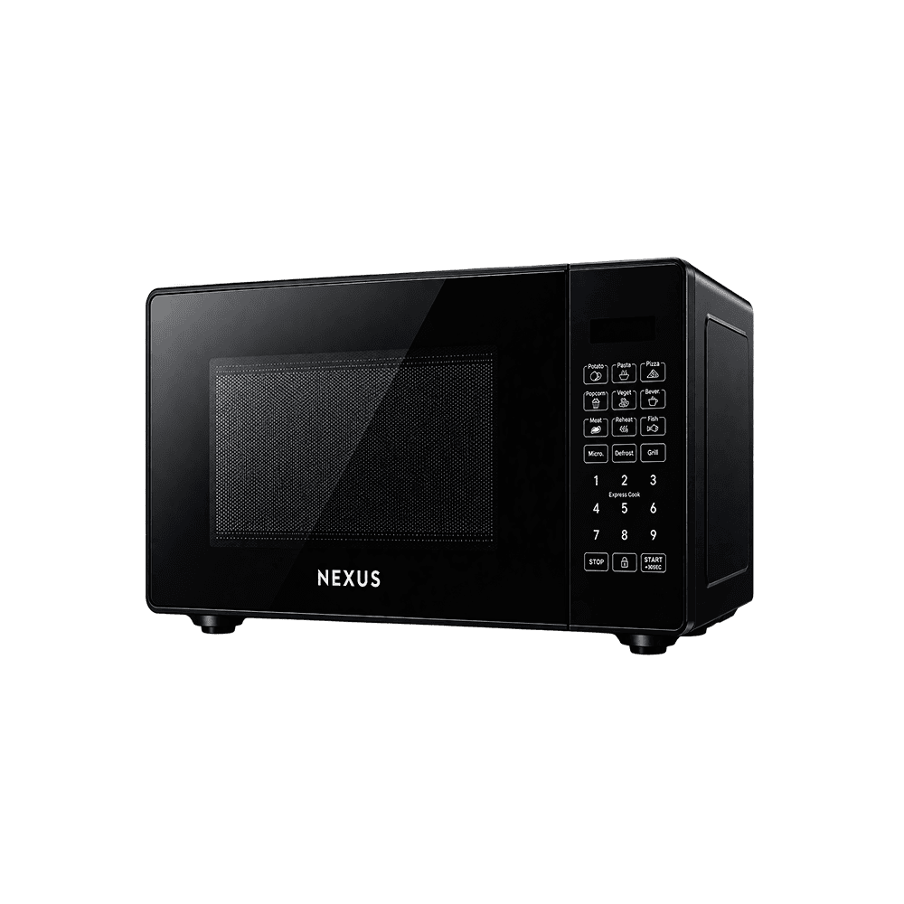 Nexus 20L Digital Microwave Oven Black Nexus microwave oven with digital display and control panel.