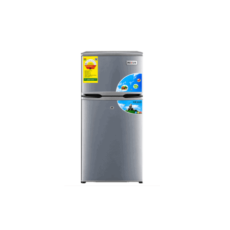 Nexus 117L top-freezer refrigerator with energy-saving features.