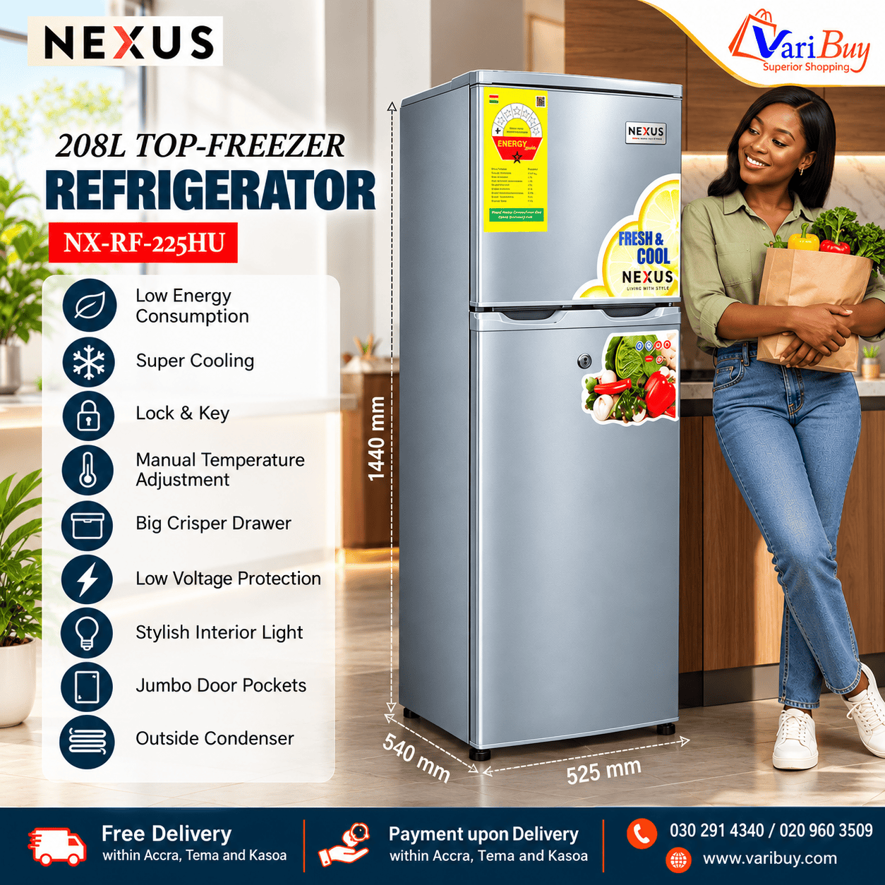 Nexus 225L Top-Freezer Refrigerator Nexus 225L Top-Freezer Refrigerator