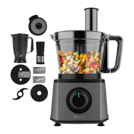 Cecotec 2000W Paprika 2000 Full Food Processor| Stainless Steel, 2 Speed, 3 Cutting Discs, Includes 3.5L Bowl, 1.8 Jug and Juicer [Paprika 2000 Full]